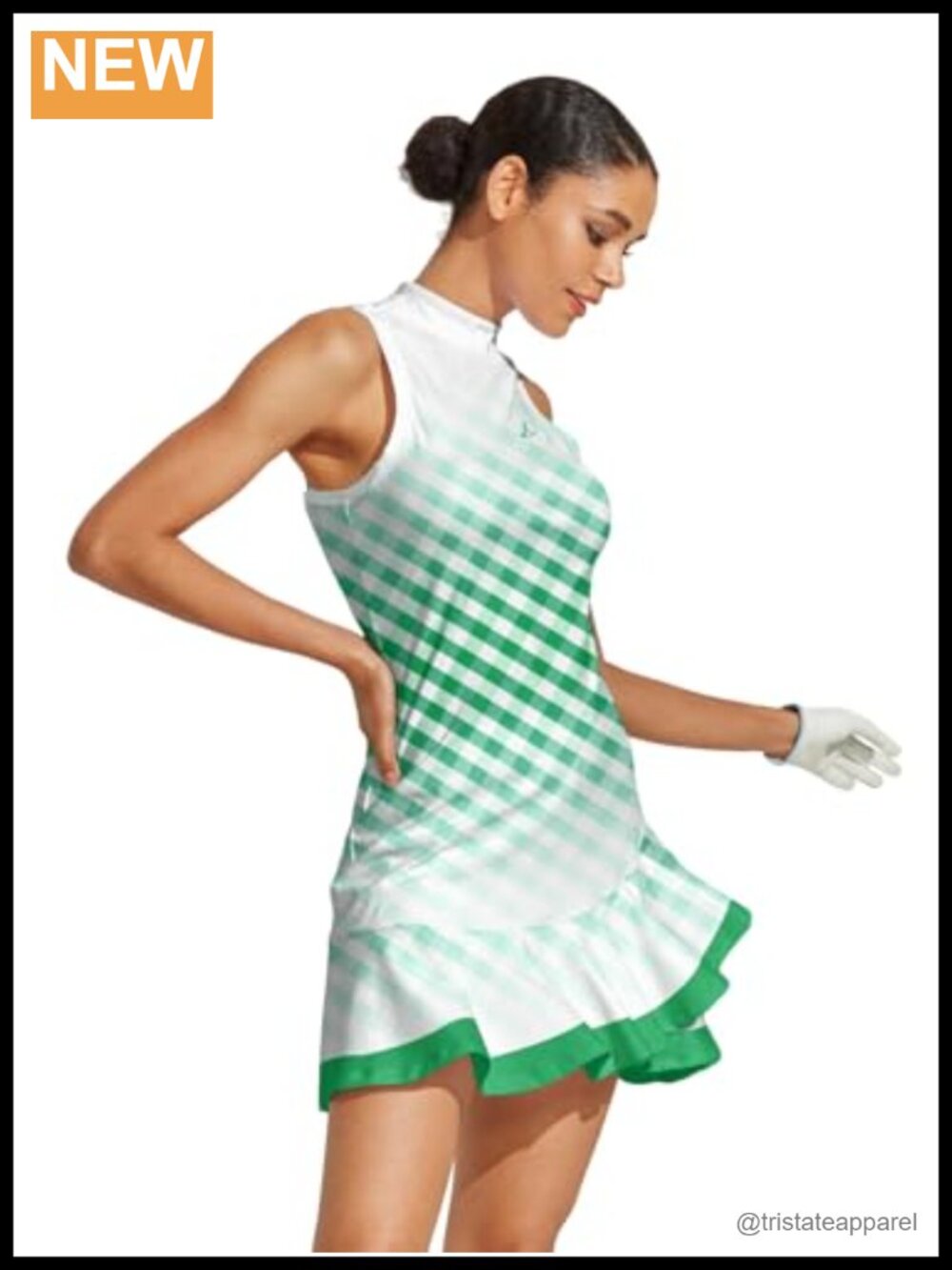 Sleeveless Plaid Athletic Tennis Dress Midi Ruffled Hem